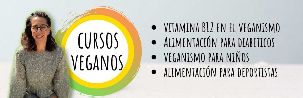 anuncio de cursos veganos con logo y foto de ximena